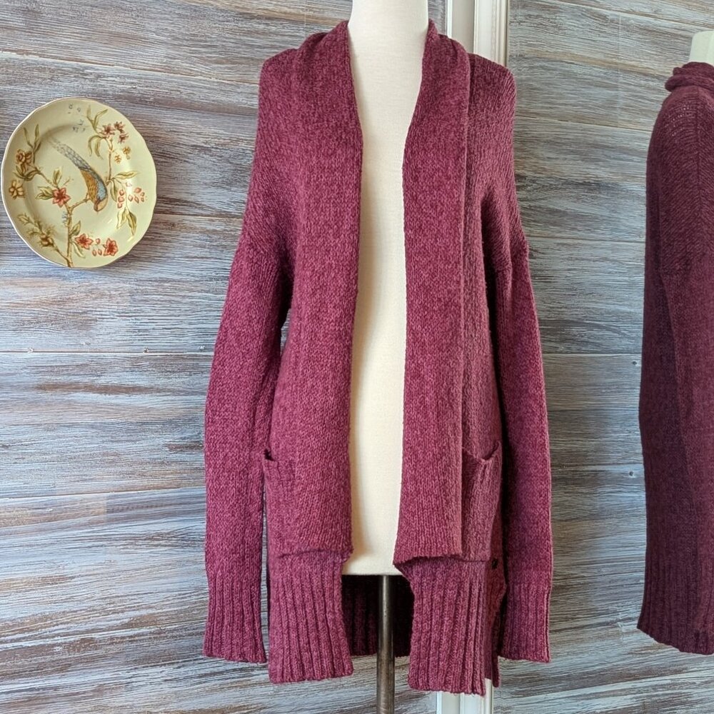 Hurley Cardigan Size M/L Berry Oversized Pockets Open Drape Surfer California